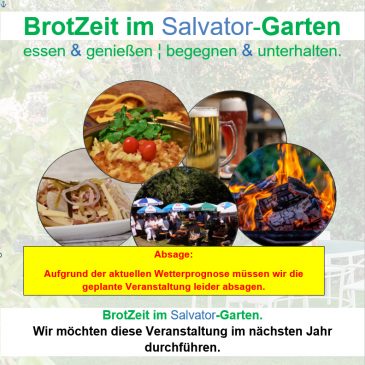 BrotZeit im Salvator-Garten: Absage