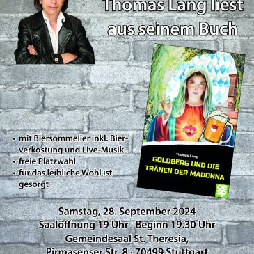 Krimi-Lesung mit Bierverkostung in St. Theresia am 28.9.