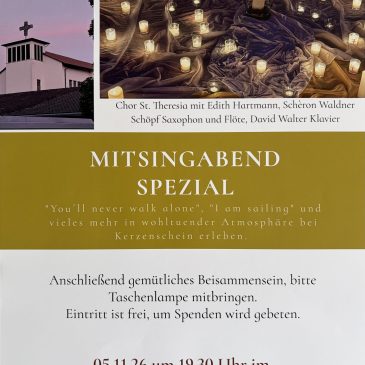 Mitsingabend Spezial 5.11. in St. Theresia